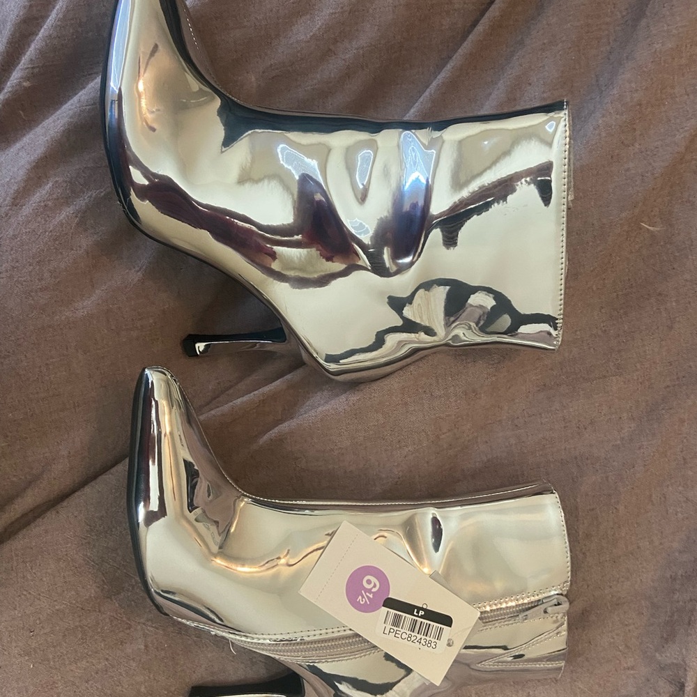 A New Day Silver Ankle Heeled Boots